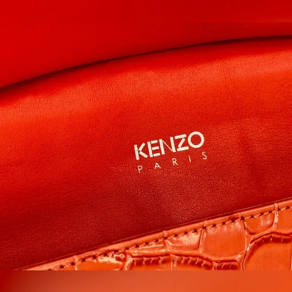 🆕 KENZO 🧿 NWT Medium Tali Croc Embossed Eye Motif Bag, Red - Picture 9 of 16